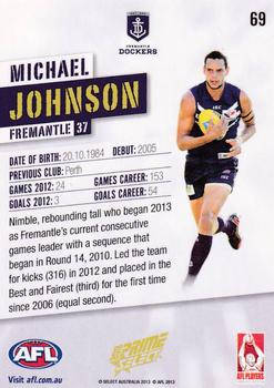 2013 Select Prime AFL #69 Michael Johnson Back